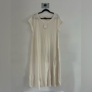 Free People FP Beach Lena Cotton Linen Midi T-Shirt Dress Natural Size M NTW